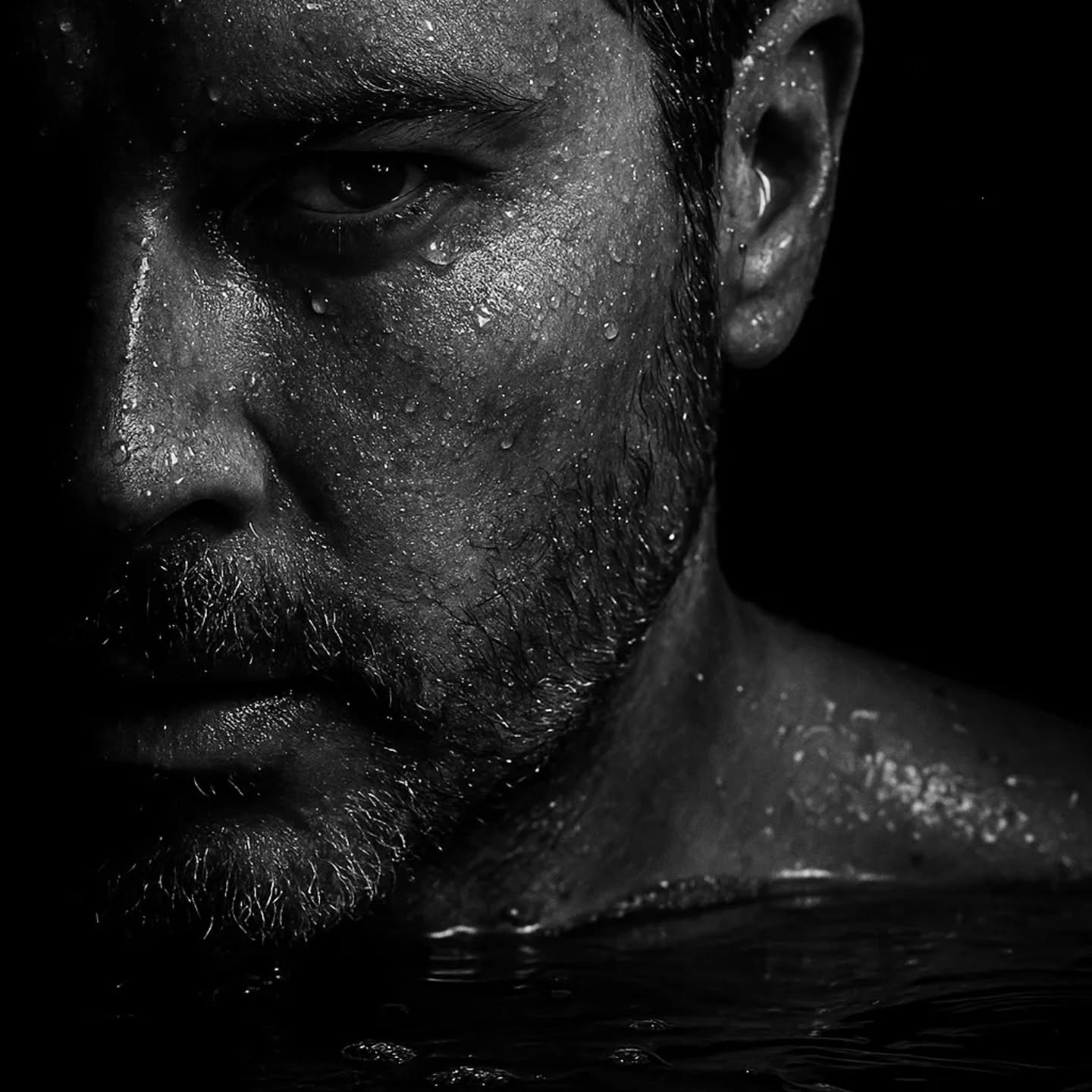 Retrato artístico em preto e branco de Paulo Oliani.